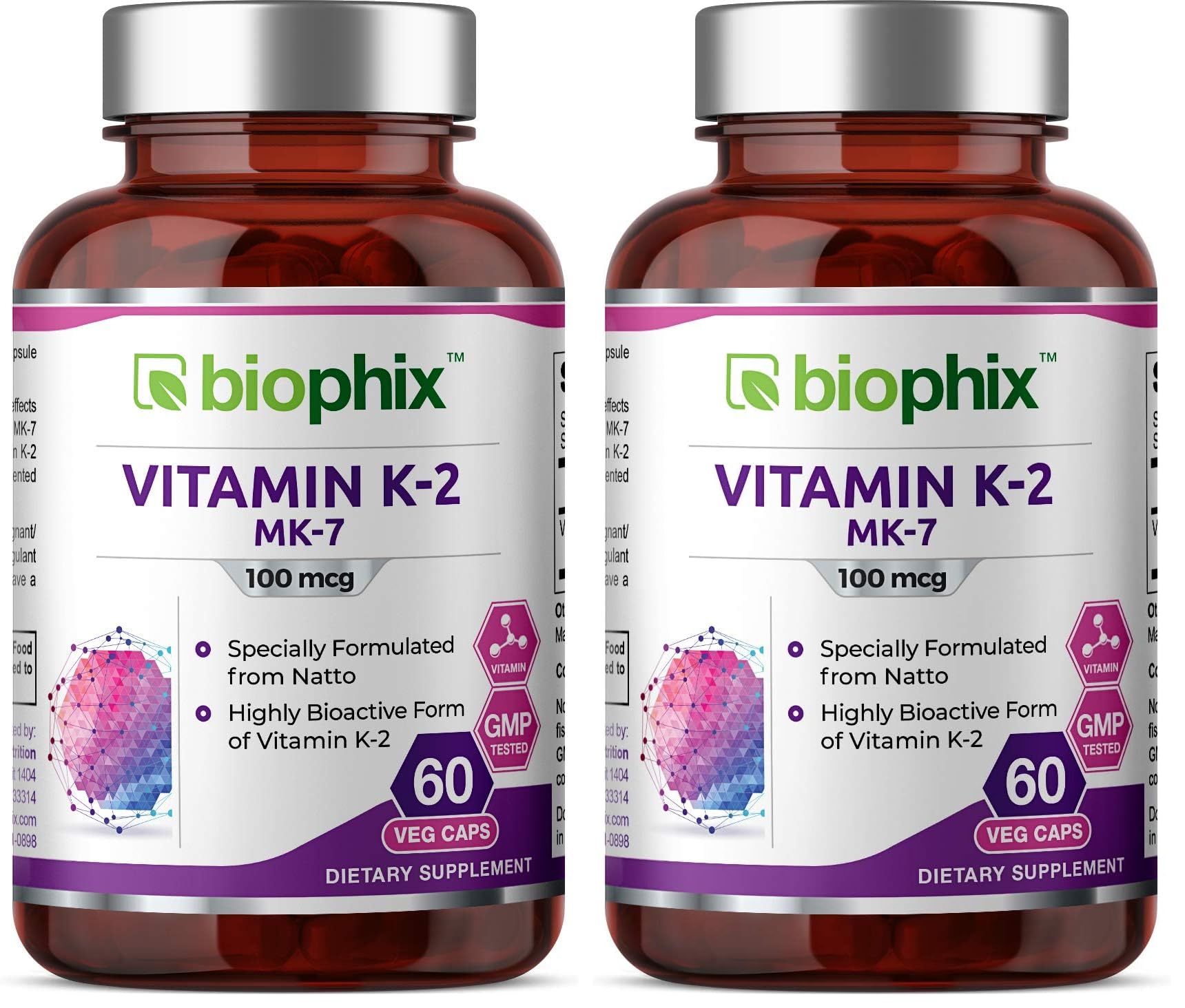 Biophix Vitamin K2 MK-7 100 mcg bottle - front view
