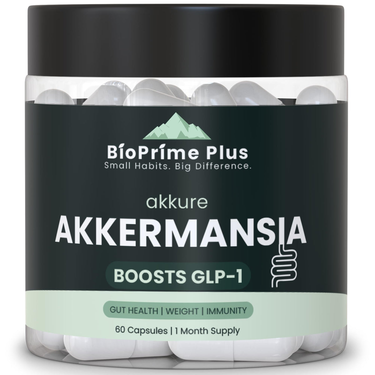 BioPrime Plus bottle with Akkermansia Muciniphila probiotic – 60 capsules