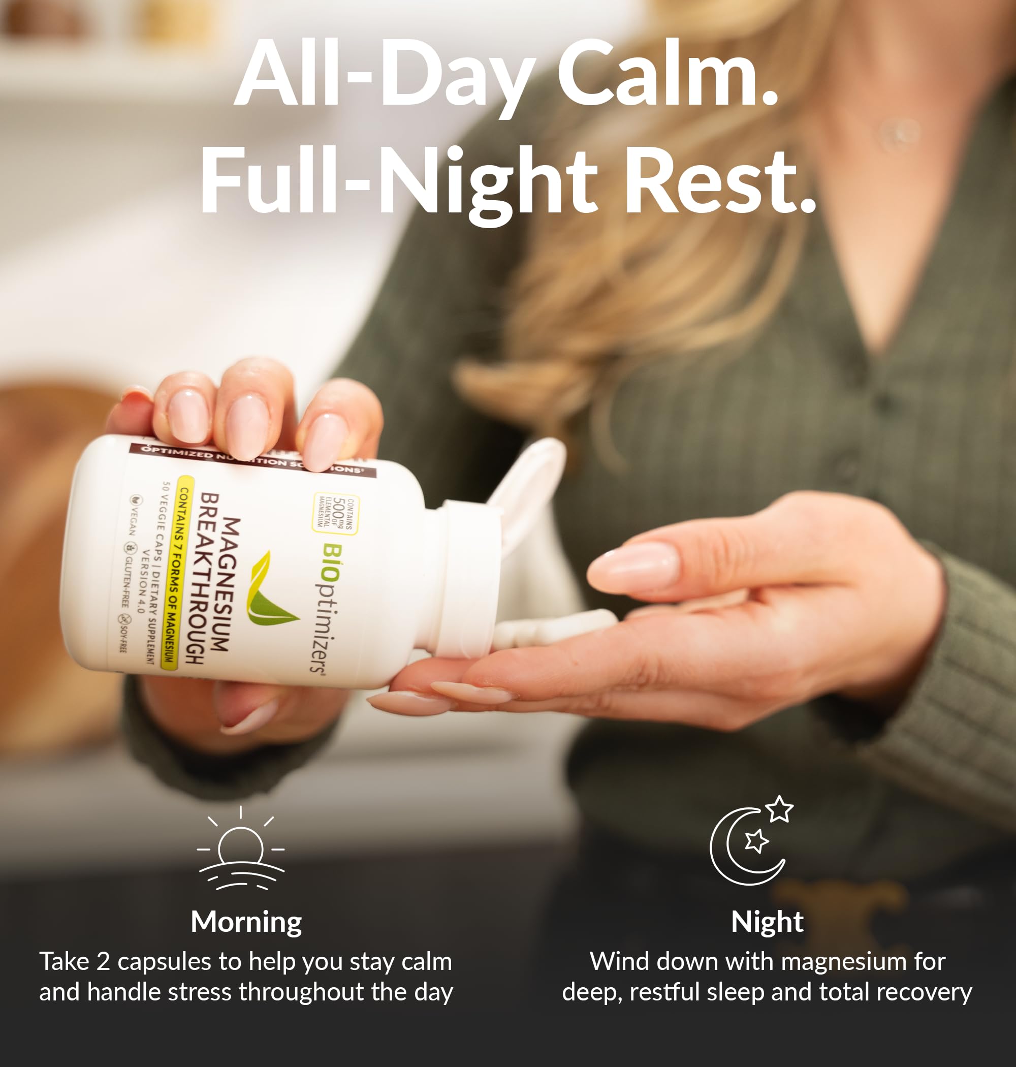 Dosage chart suggests two capsules per use with BIOptimizers Breakthrough.