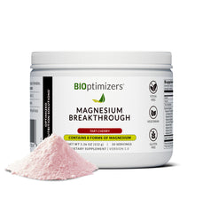 BIOptimizers Magnesium Breakthrough Drink bottle on a kitchen counter