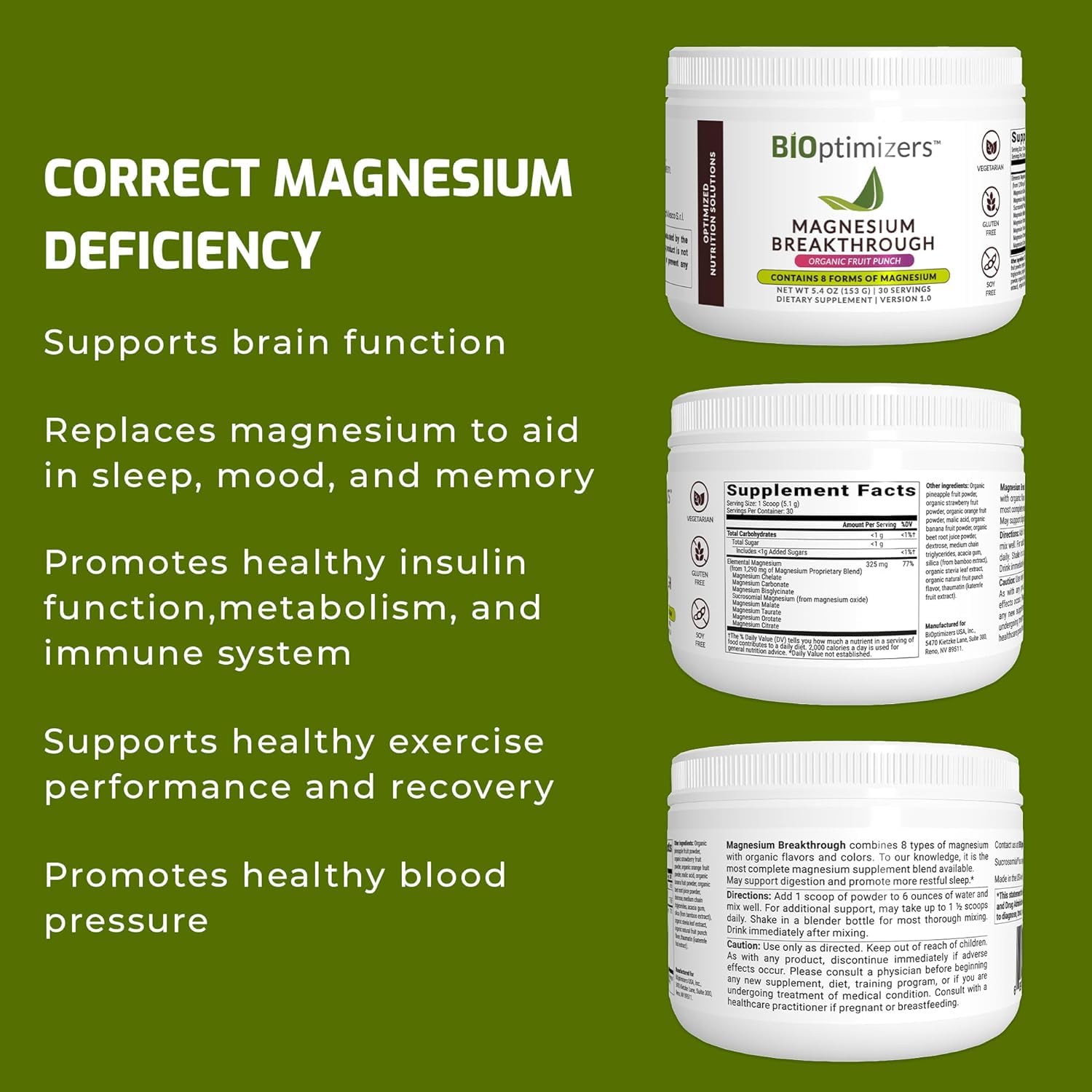 Clean organic ingredients in BIOptimizers Magnesium Breakthrough Drink
