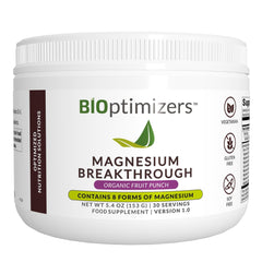 BIOptimizers Magnesium Breakthrough Drink bottle (Fruit Punch) showcasing 8 magnesium forms