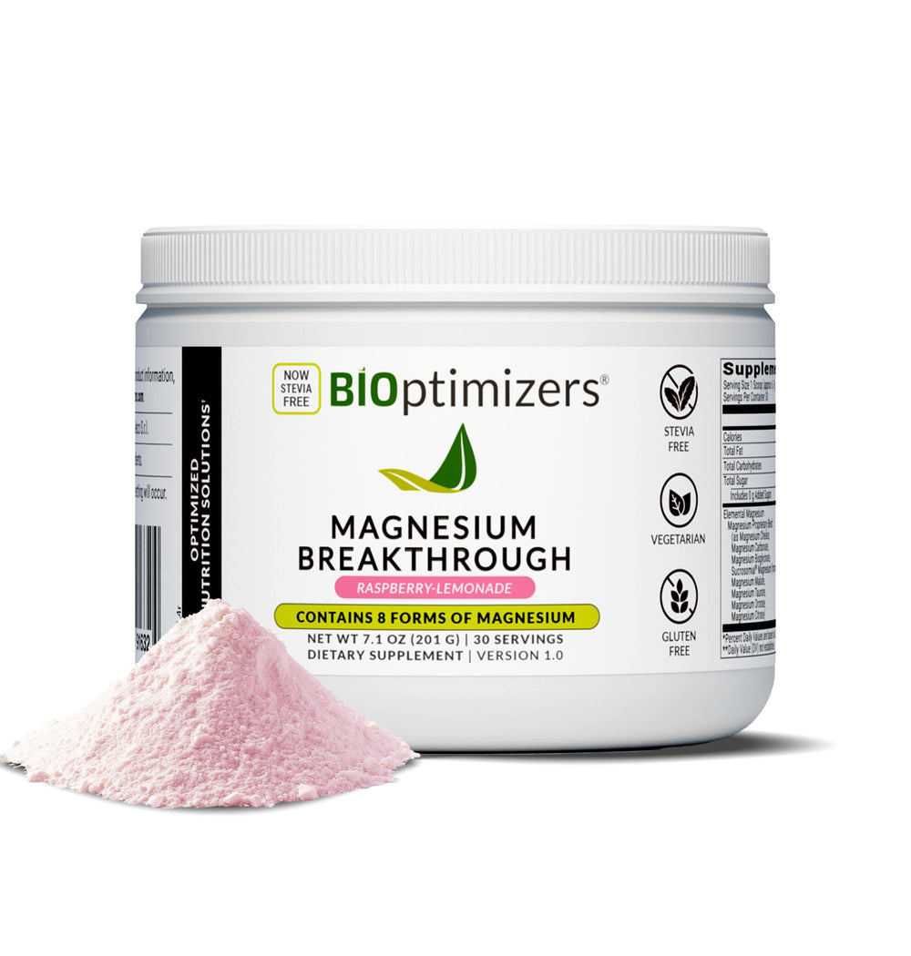 BIOptimizers Magnesium Breakthrough Drink Raspberry Lemon bottle front view
