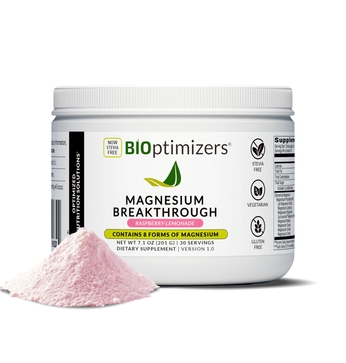 BIOptimizers Magnesium Breakthrough Drink Raspberry Lemon bottle front view