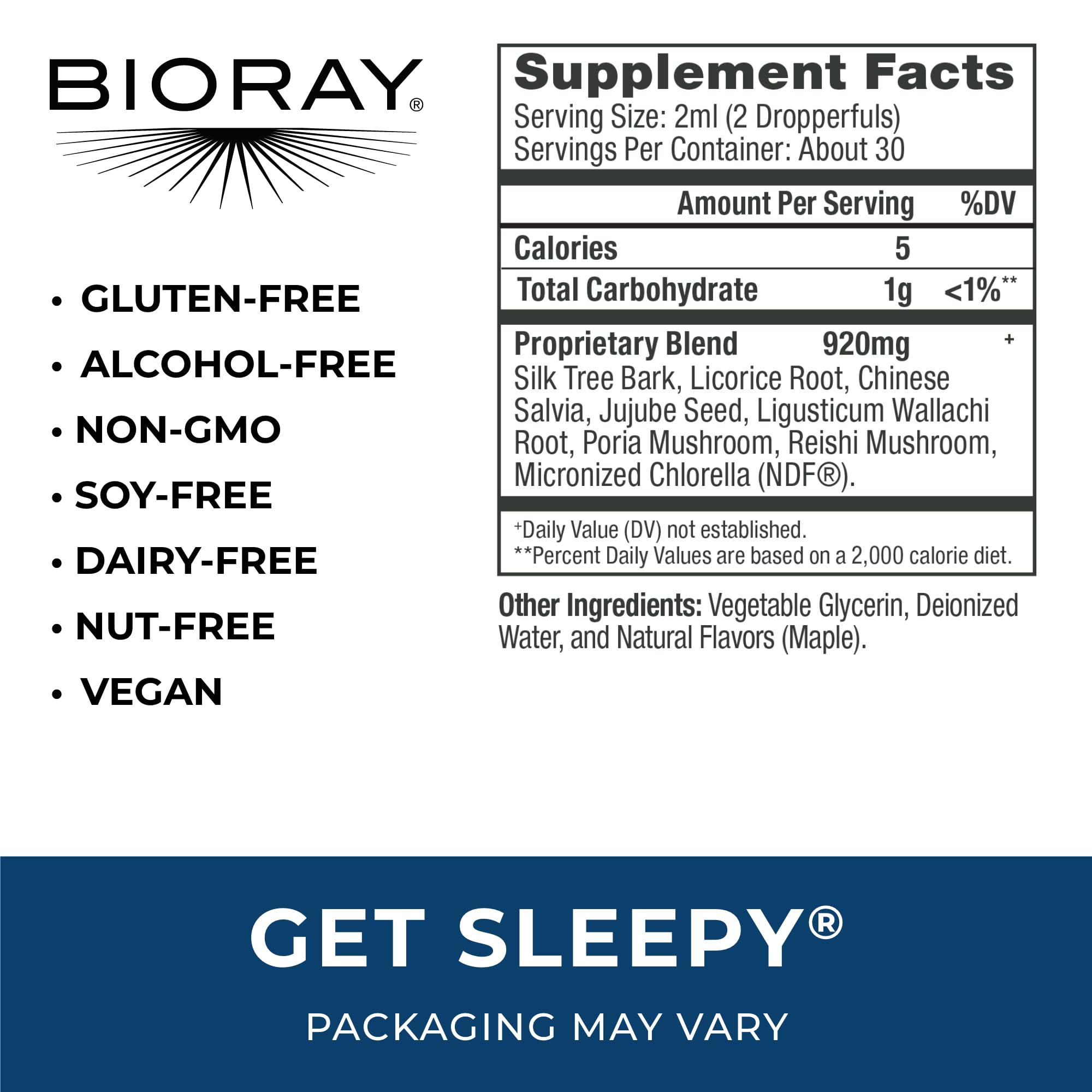 Liquid BIORAY Daily Get Sleepy bottle with dropper