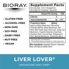 Liver Lover bottle showing herbs and ingredients