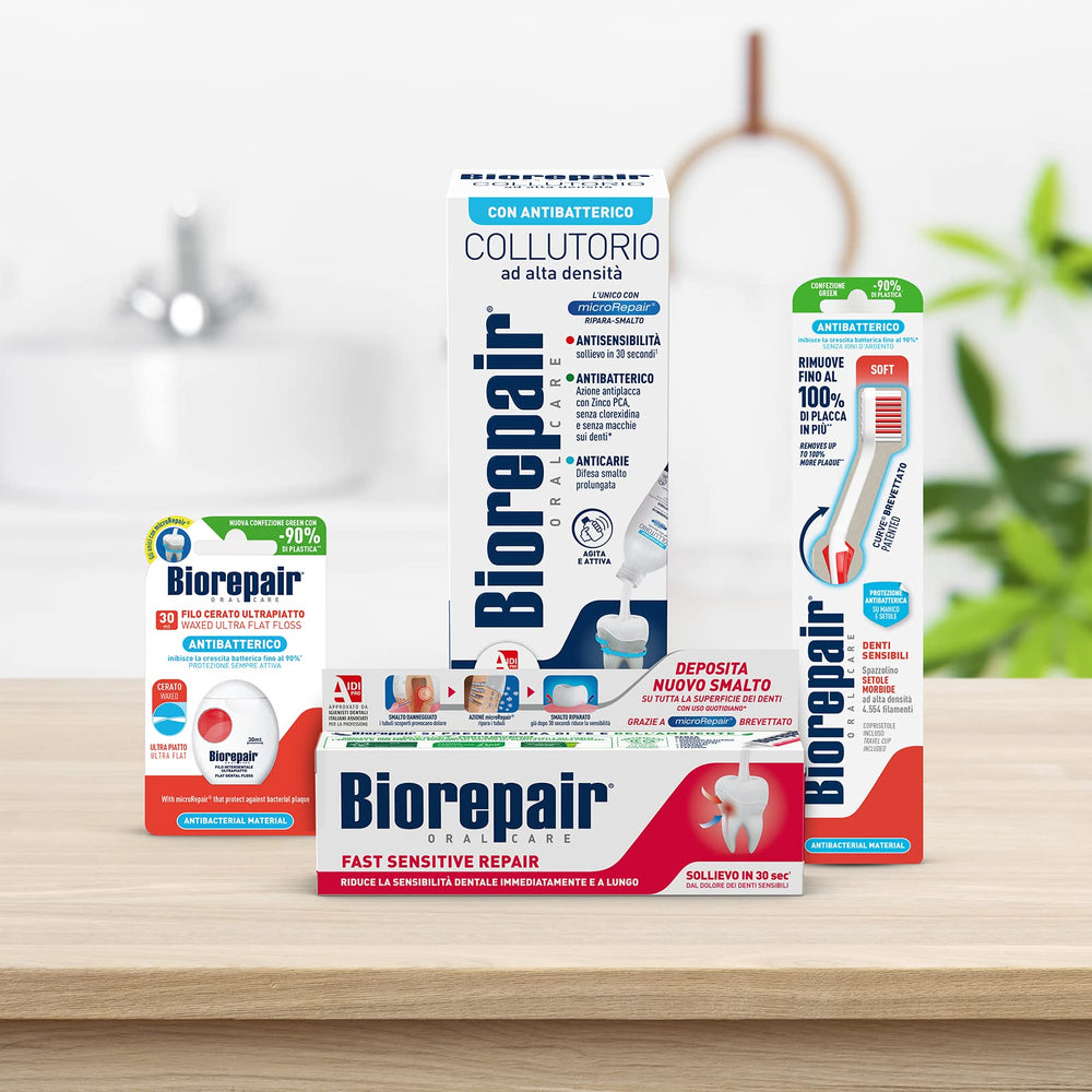Mouthwash splash with Biorepair branding