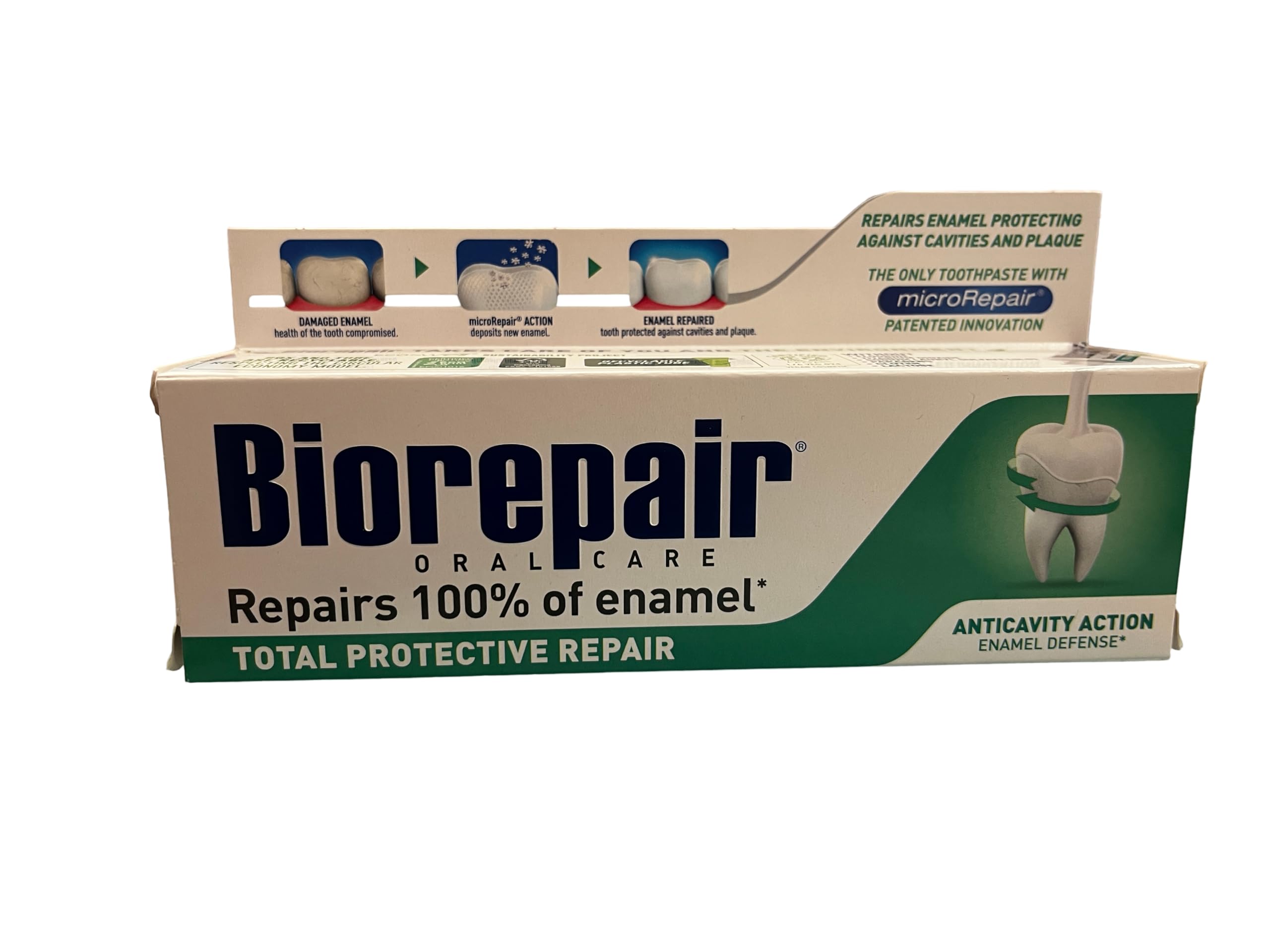 Biorepair toothpaste packaging with Italian design and 3 tubes