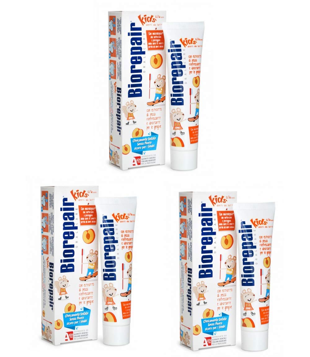 Biorepair Kids 0-6 Peach Toothpaste 50ml tube with packaging