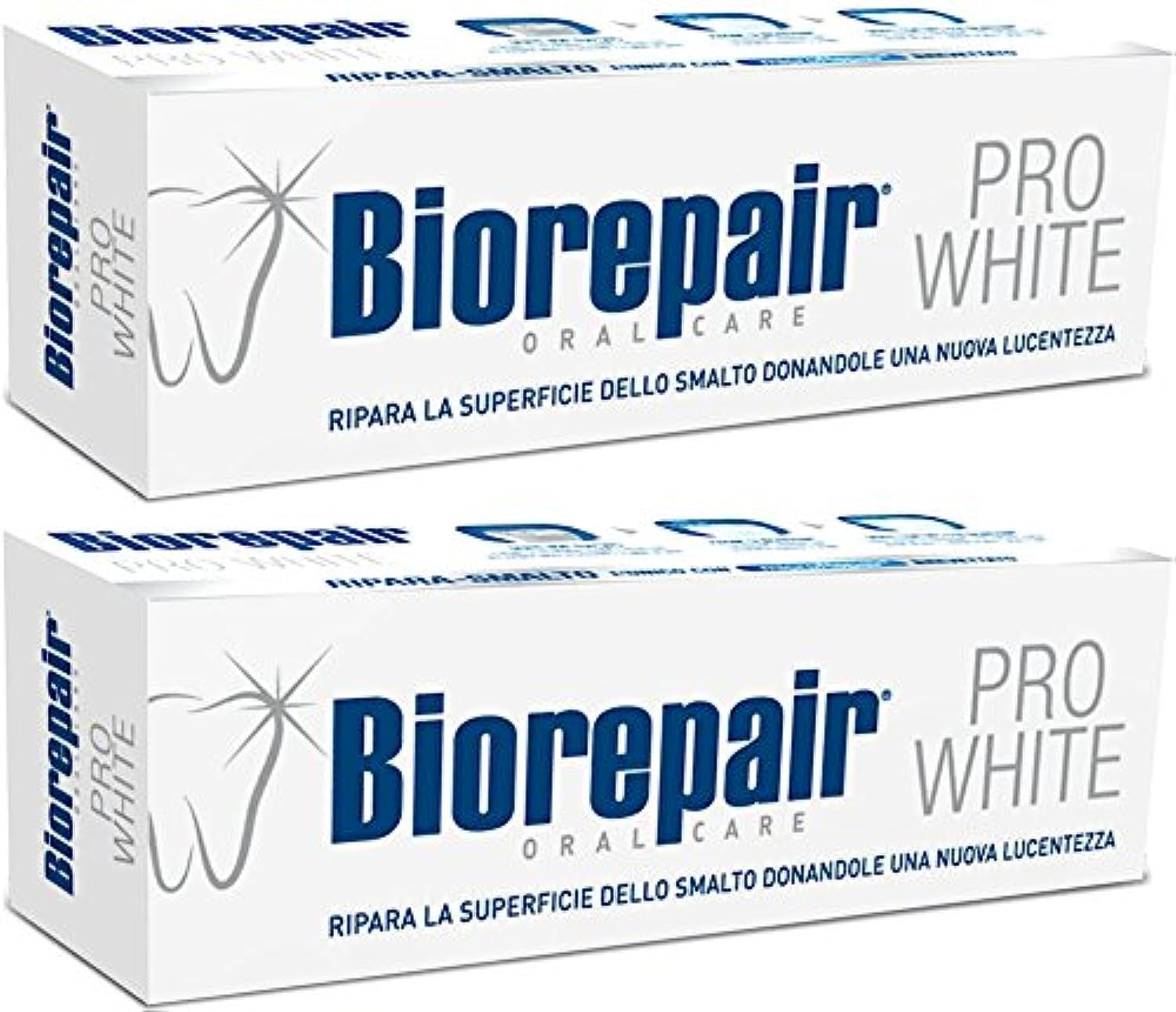Biorepair Pro White toothpaste tubes (75ml each) in a 2-pack