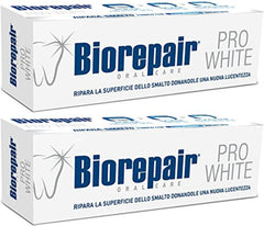 Biorepair Pro White toothpaste tubes (75ml each) in a 2-pack