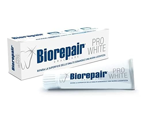 Front view of Biorepair Pro White toothpaste tubes
