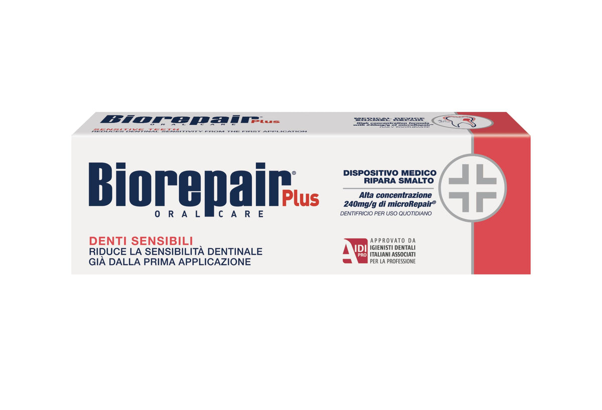 Biorepair Sensitive Teeth toothpaste 75ml tubes, 2-pack, front view