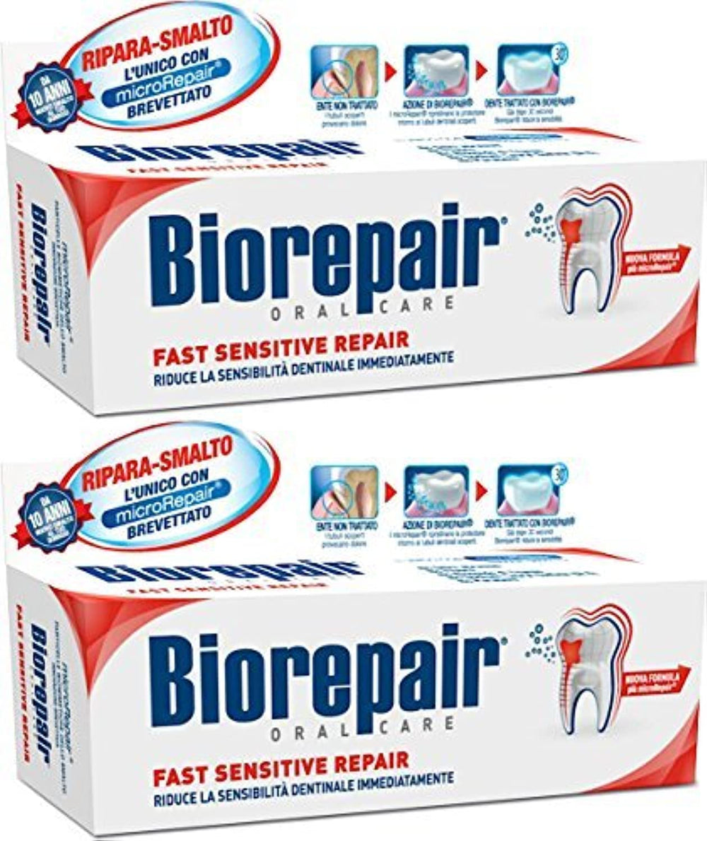 Biorepair enamel repair toothpaste 75ml pack of 2 – no fluoride, Italian import