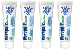 Biorepair Junior Fluoride-Free Toothpaste for 7-14 Years with Mint Extract, 4 tubes of 75ml, Italian Import