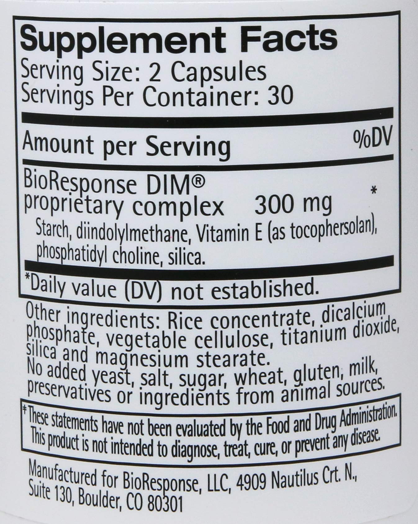 Bioresponse DIM 150 3-pack bottle label close-up
