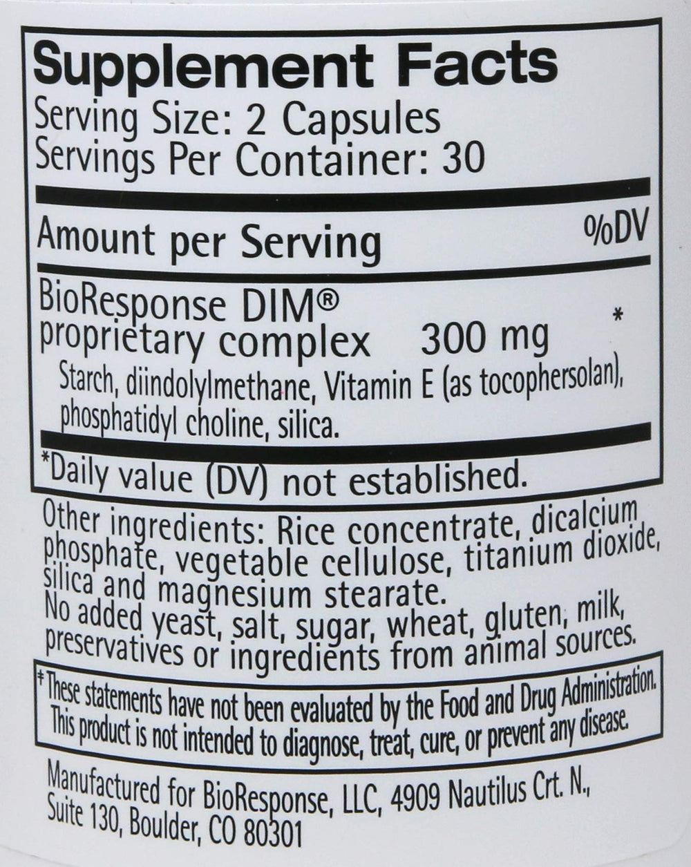 Bioresponse DIM 150 3-pack bottle label close-up