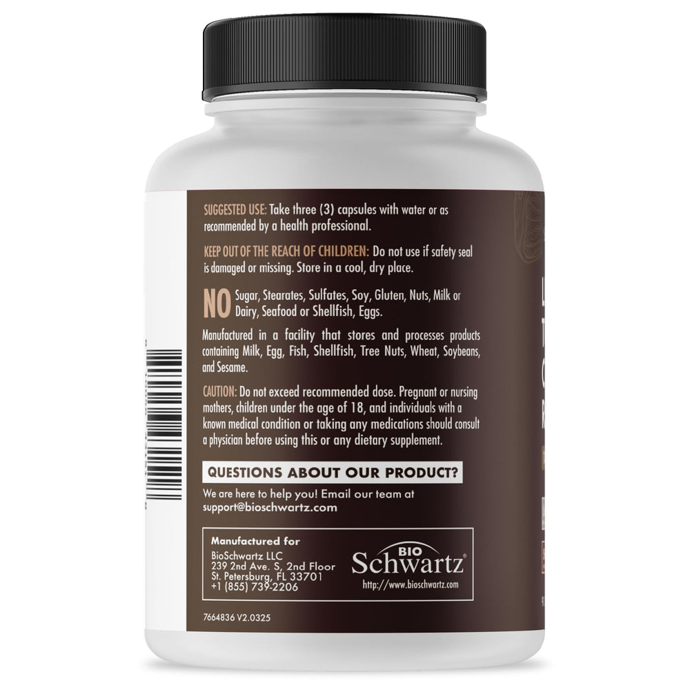 90 count bottle of BioSchwartz 13-in-1 mushroom capsules