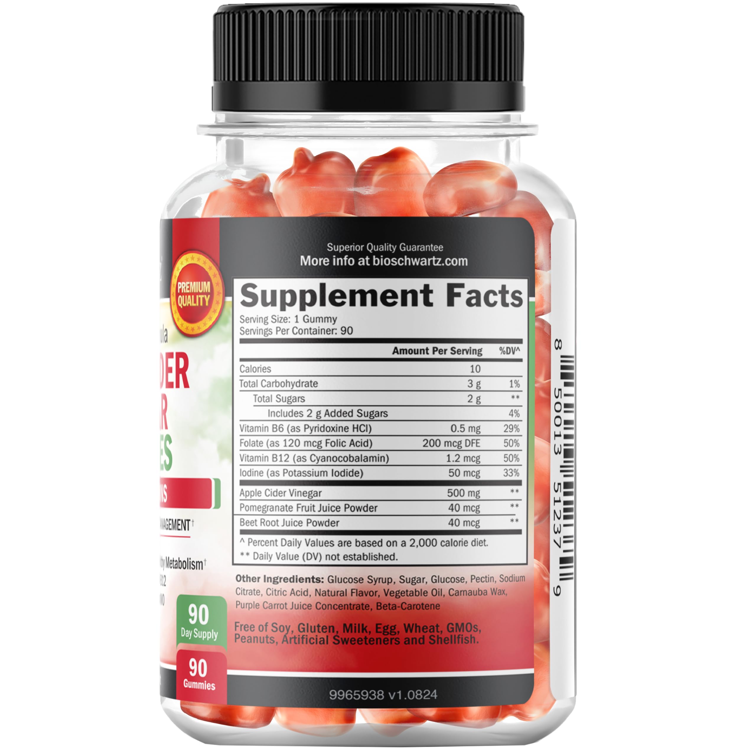 BioSchwartz gummies featuring B12, B6, B9 and folic acid for energy support.