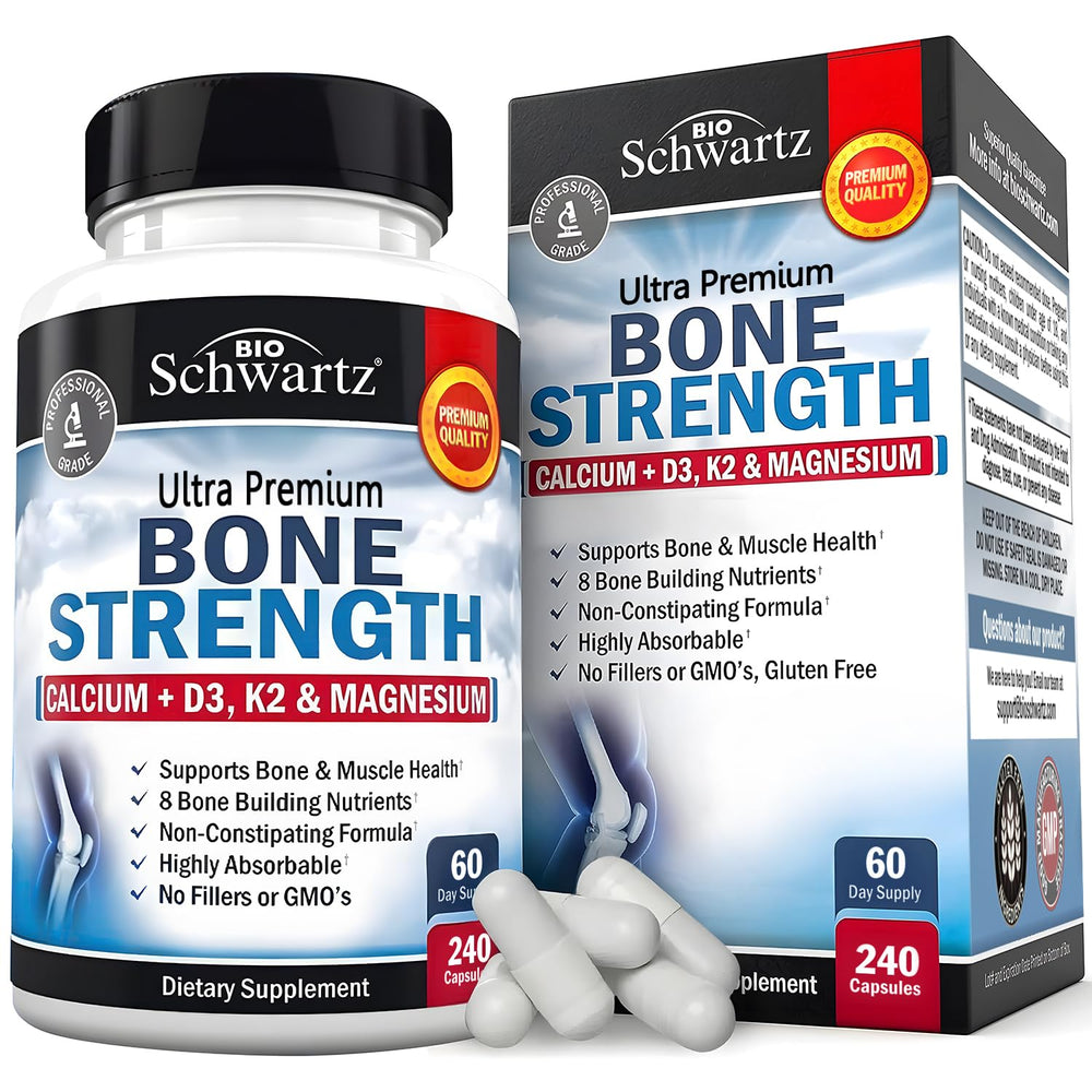 BioSchwartz Bone Strength Supplement bottle on white background