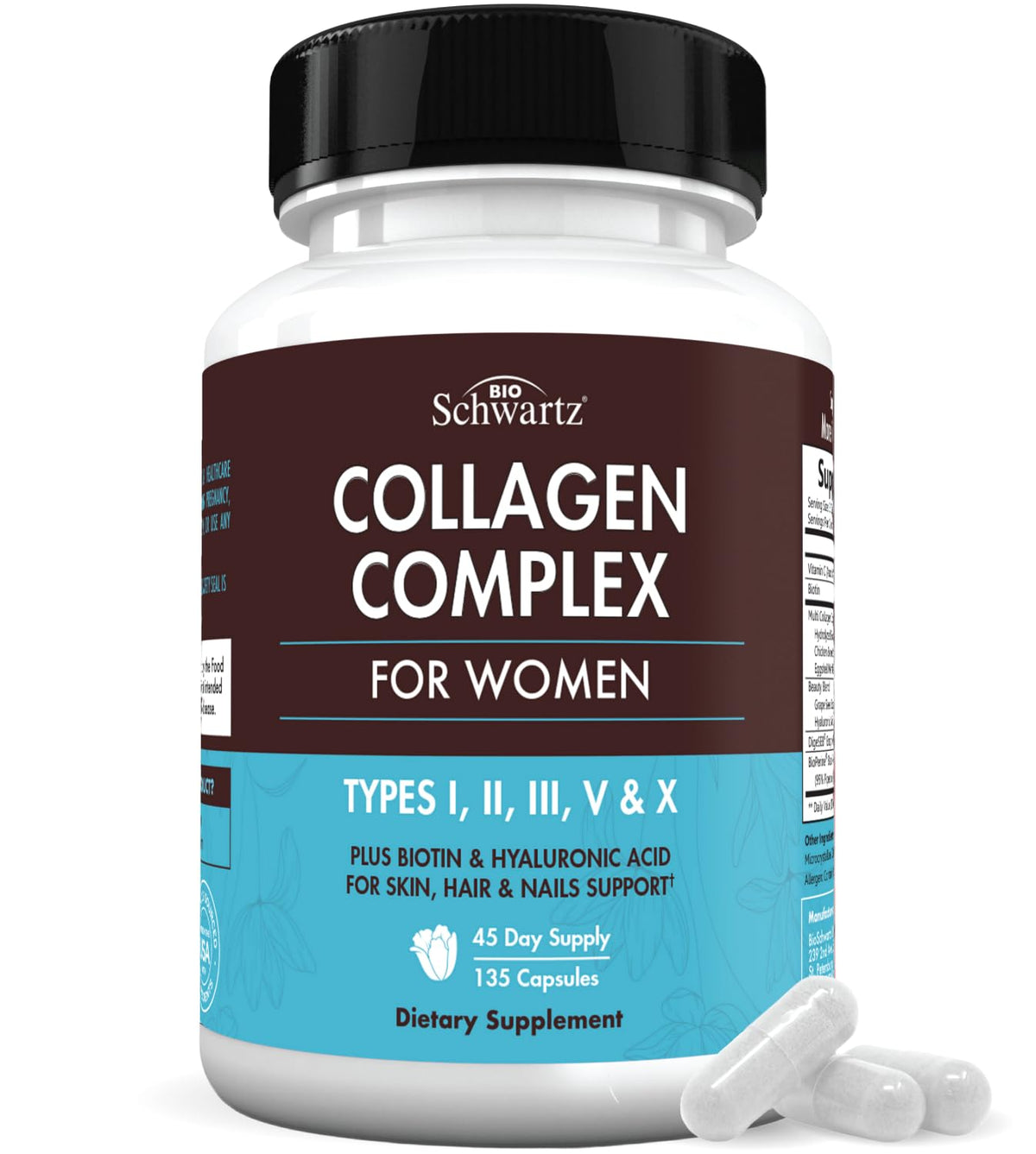 BioSchwartz hydrolyzed collagen peptide capsules bottle
