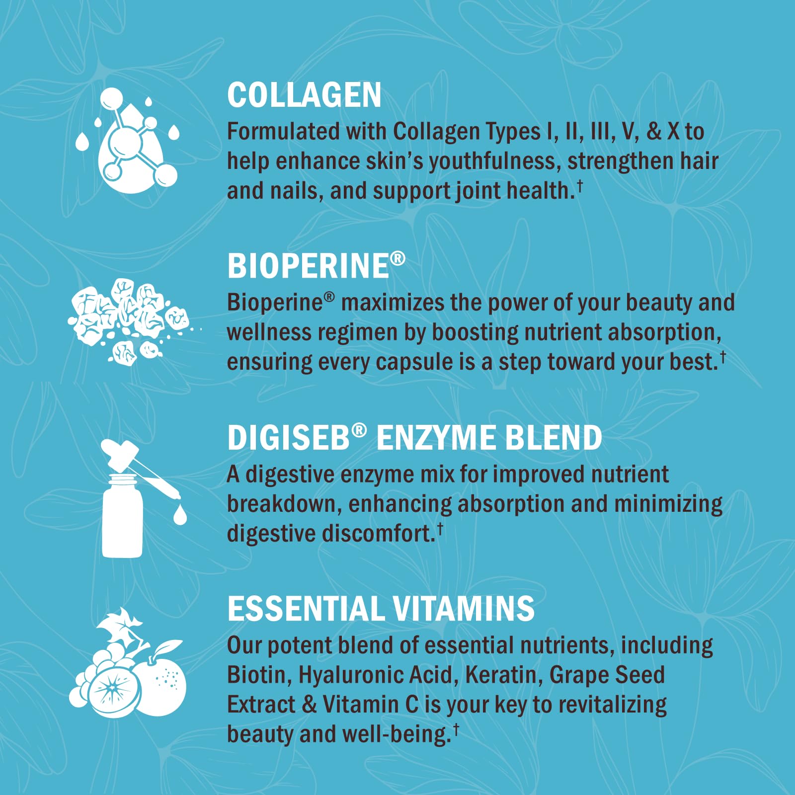 Skin, hair and nails wellness concept featuring collagen