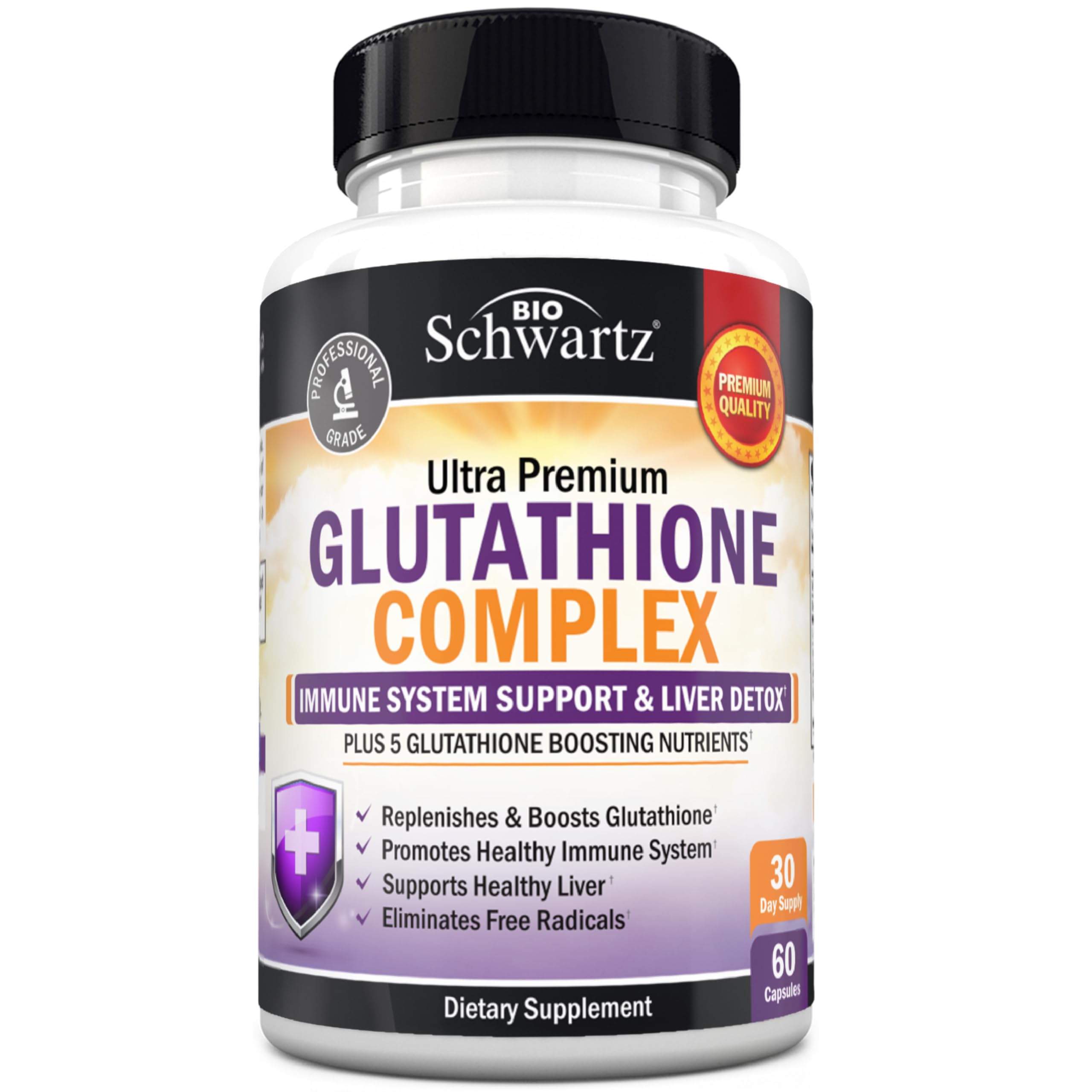 BioSchwartz Glutathione 500mg bottle for liver detox – view 1