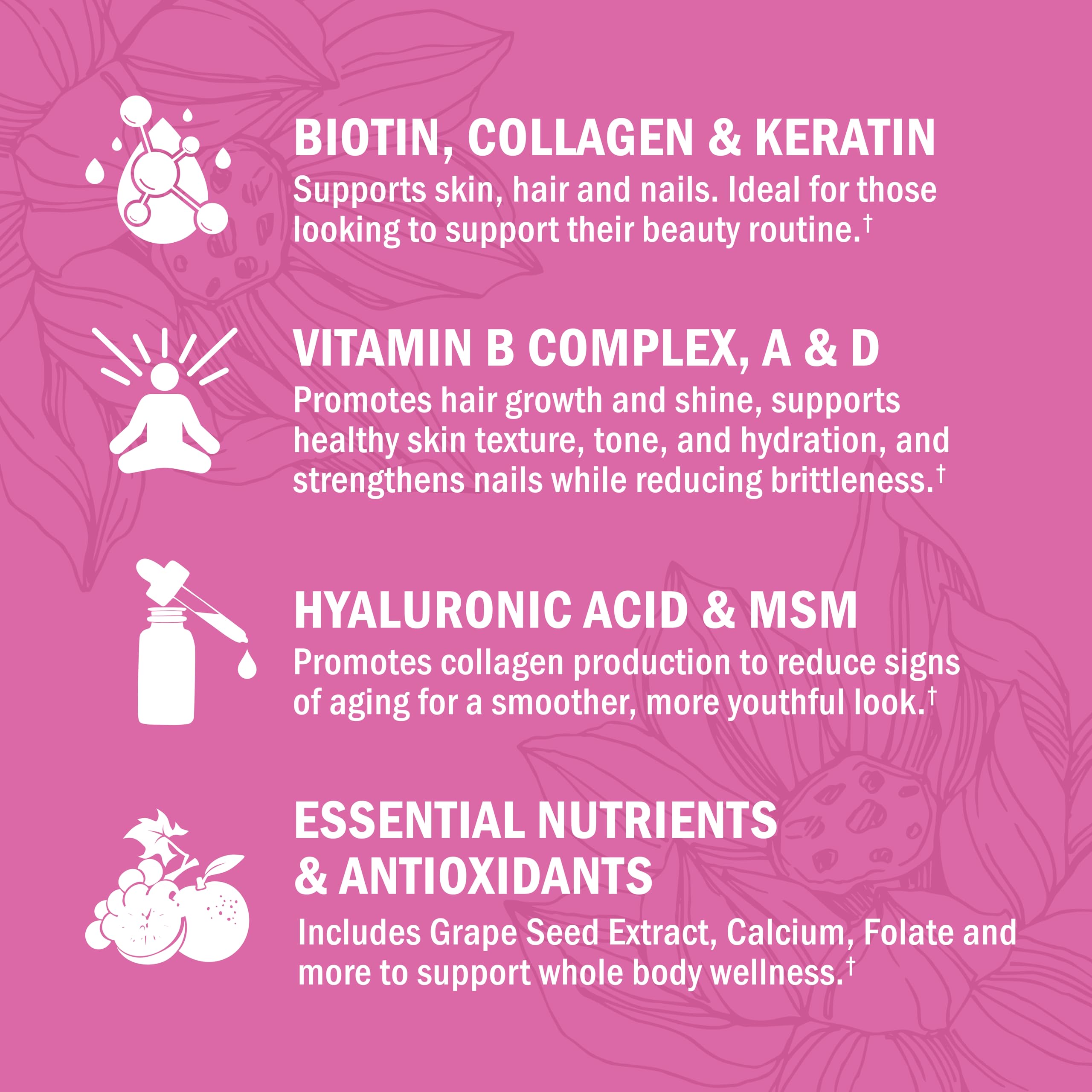 Product image with blue background highlighting hair vitamins