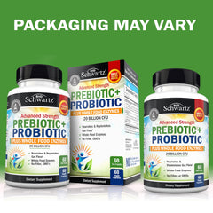 Prebiotic and probiotic capsules in bottle