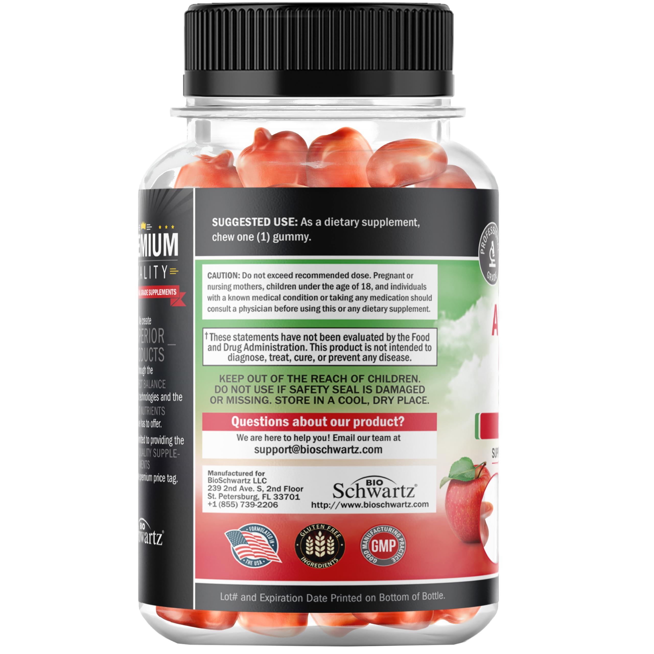 BioSchwartz USA-made professional-grade supplements packaging under GMP guidelines.