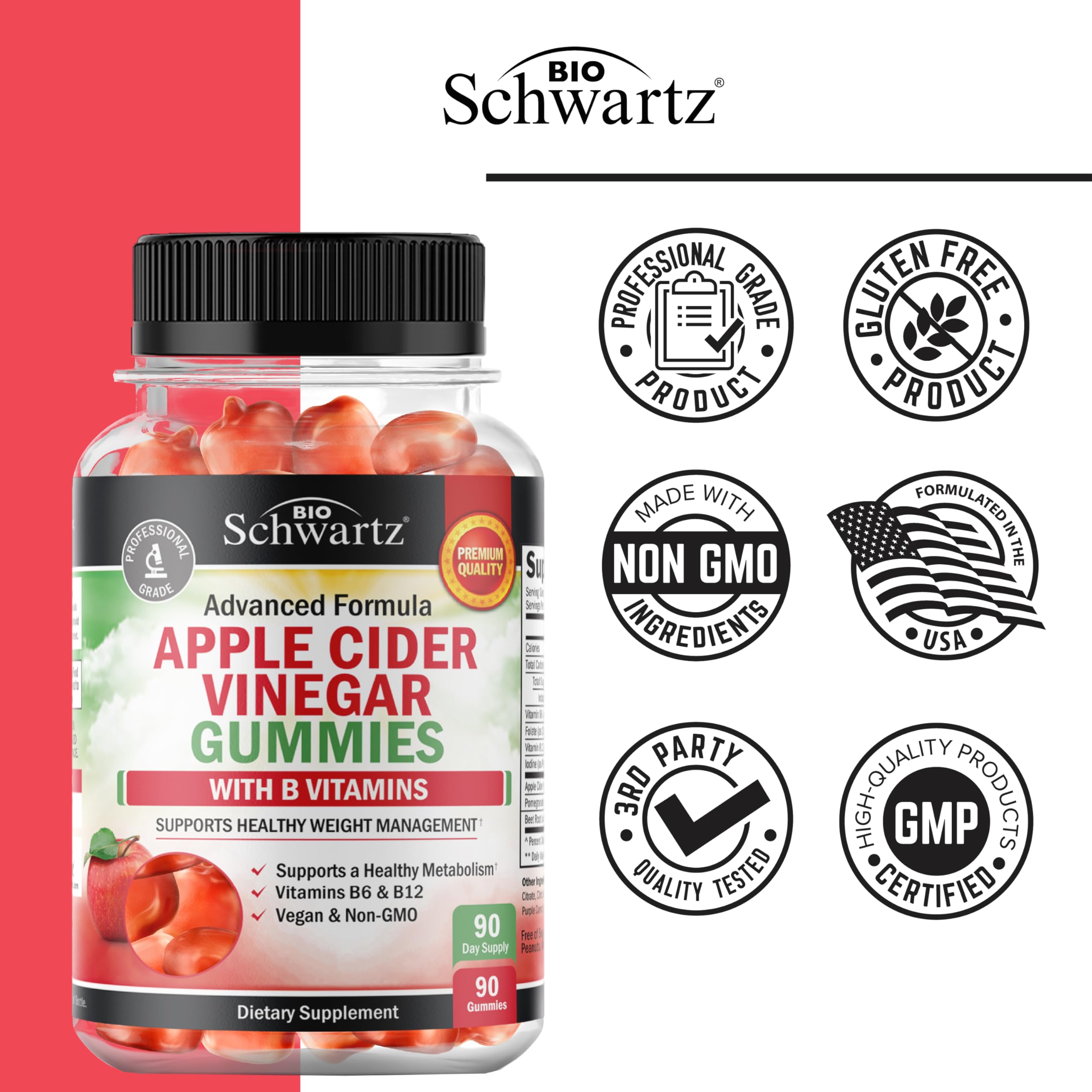 BioSchwartz vegan detox gummies pack emphasizing allergen-free, clean formula.