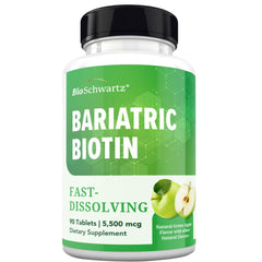 Front of BioSchwartz Bariatric Biotin Chewables Green Apple 90 servings box