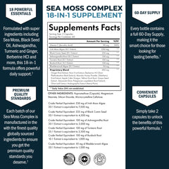 Sea moss capsules with ginger and turmeric blend close-up