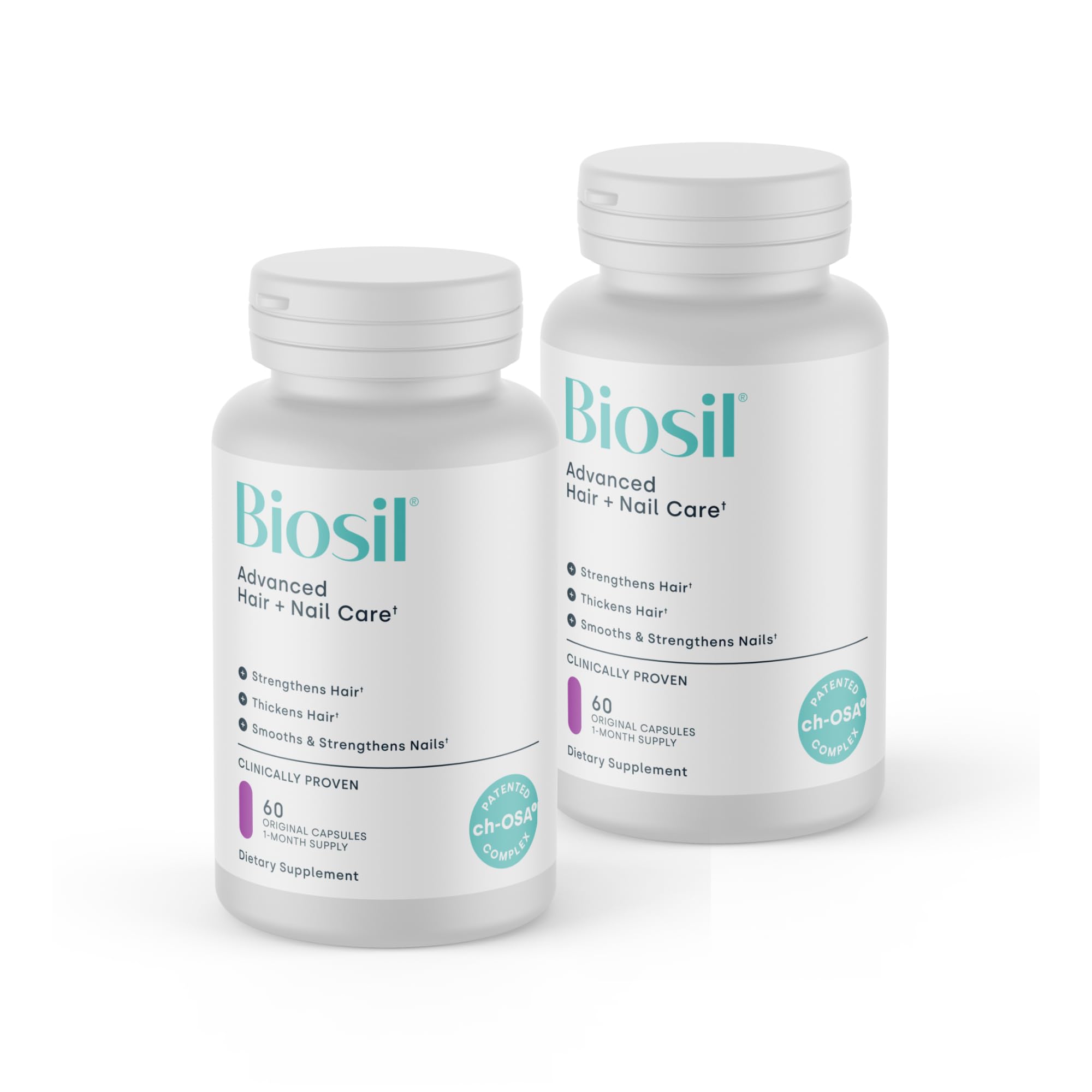 Biosil Advanced Hair + Nail Care 60-capsule bottles Pack of 2 hero image