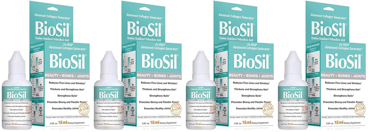 BioSil Beauty Bones & Joints Liquid bottles, 0.5 oz each, pack of 4