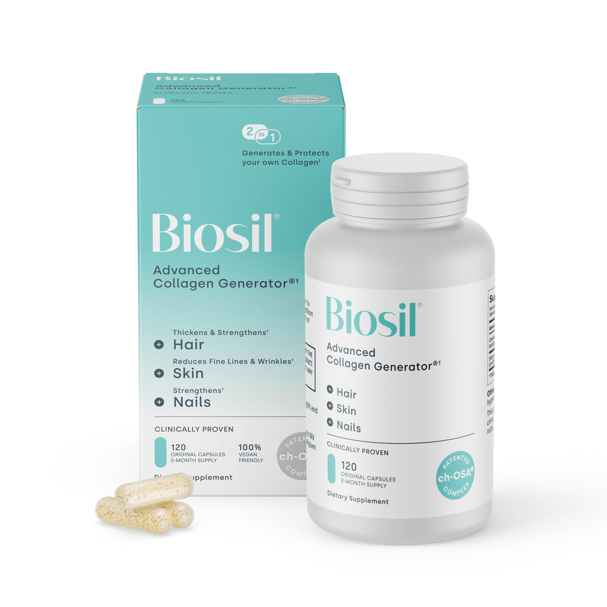 Biosil Collagen Booster bottle with 120 capsules