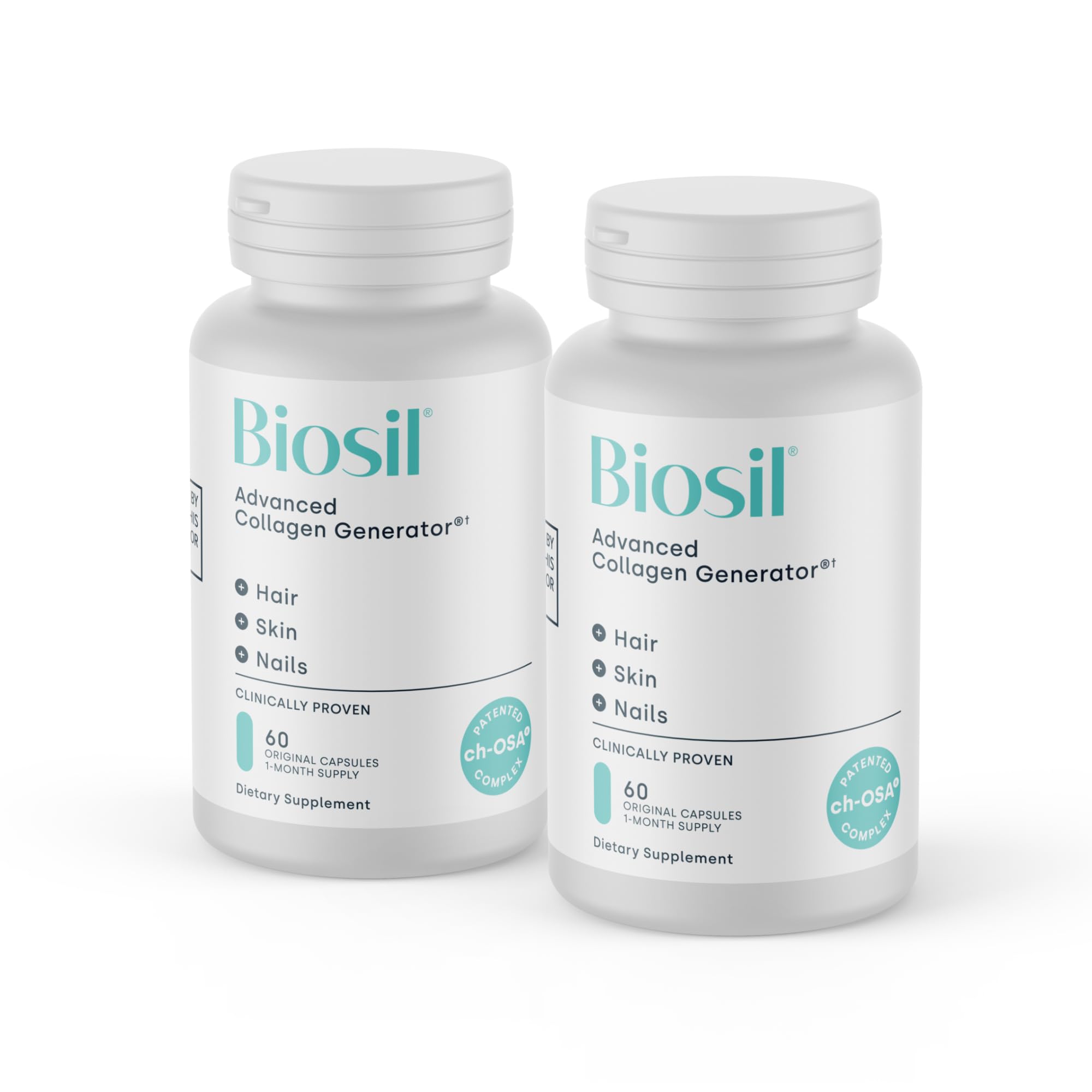 Biosil Collagen Booster bottle with label featuring ch-OSA activator