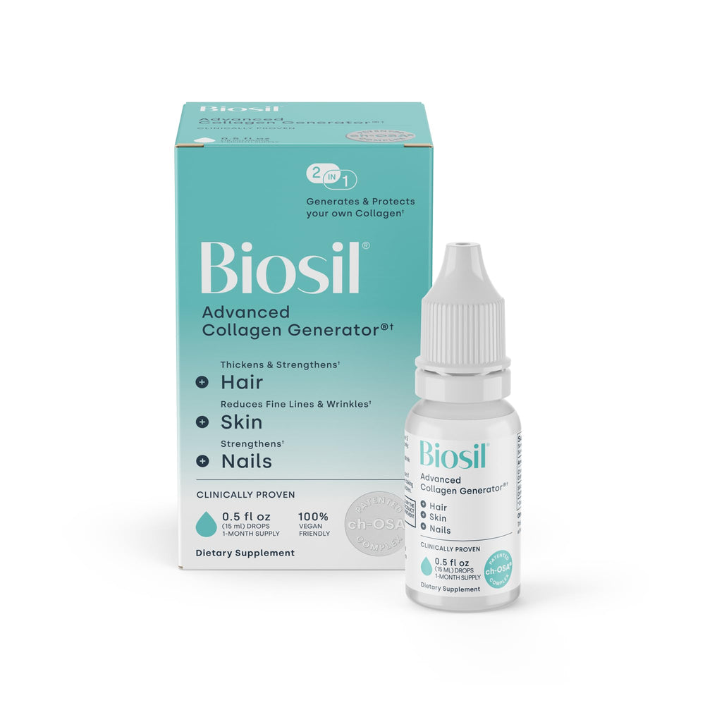 Biosil Collagen Booster Drops bottle labeled 0.5 fl oz