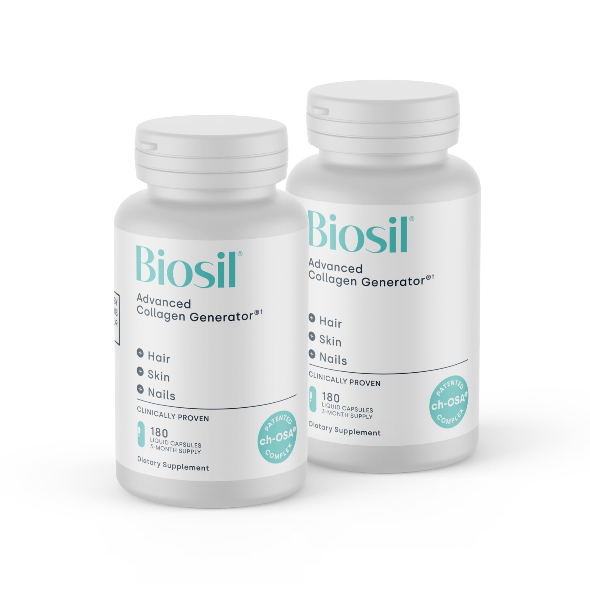 Biosil Collagen Booster bottle with 180 liquid capsules