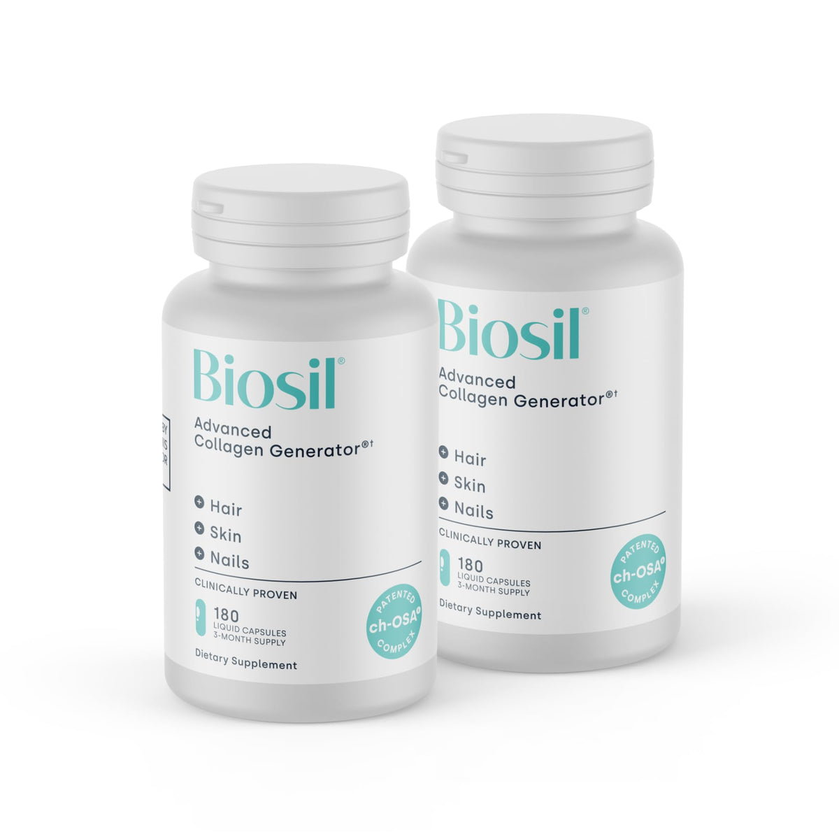 Biosil Collagen Booster bottle with 180 liquid capsules