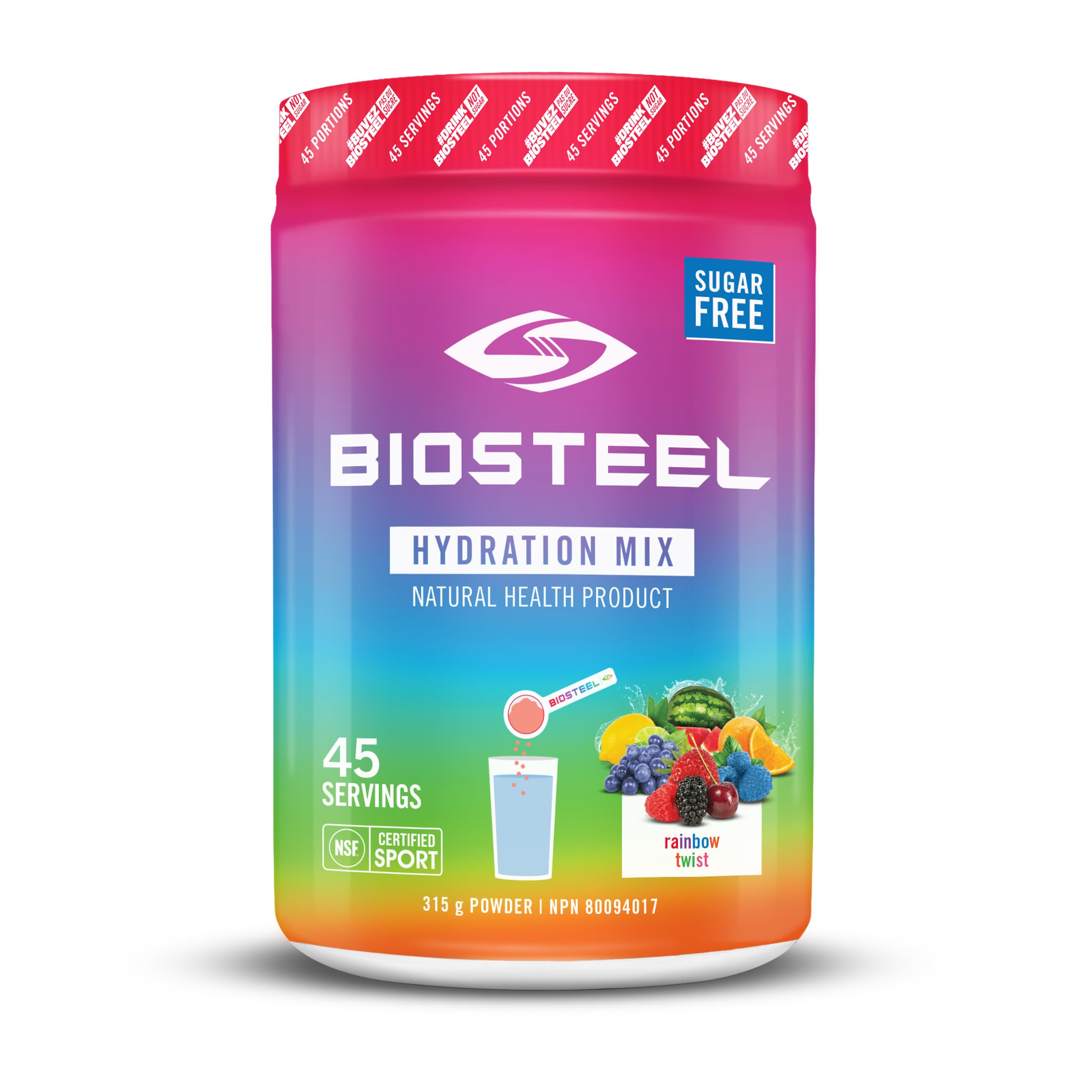 BIOSTEEL Rainbow Twist Hydration Mix 315 GR – front view