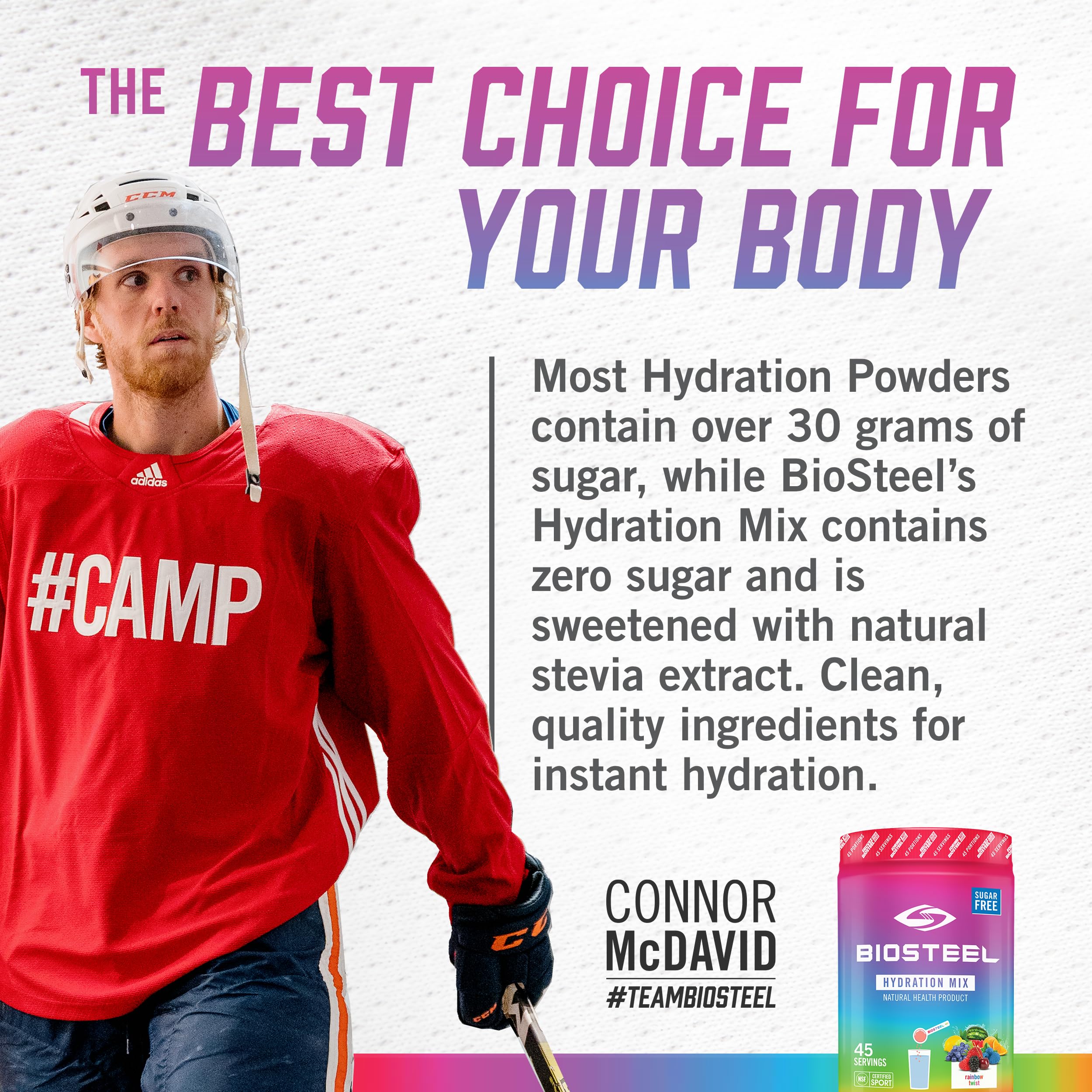 BIOSTEEL Rainbow Twist Hydration Mix 315 GR – label with ingredients