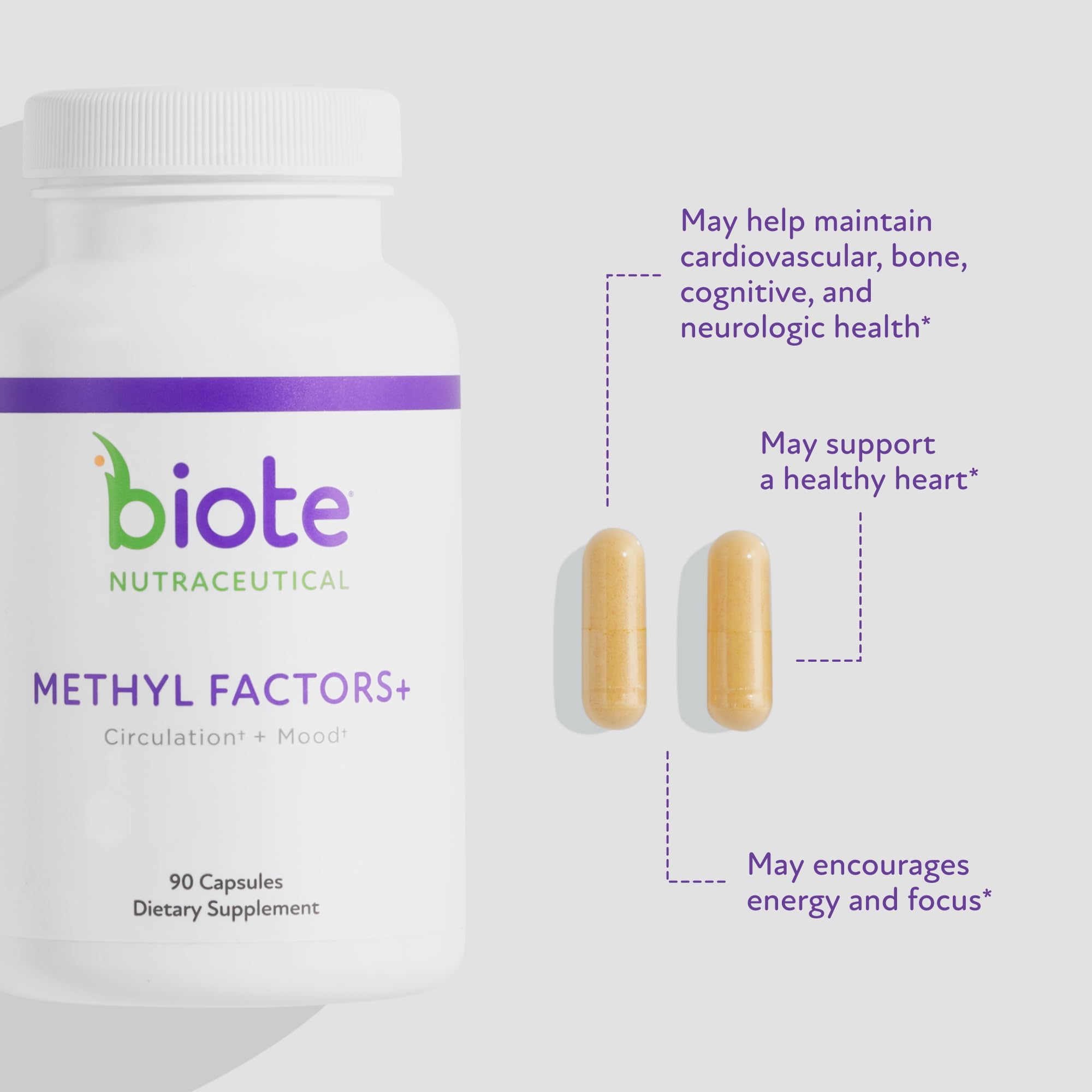 Biote Methyl Factors+ Circulation & Mood bottle label close-up