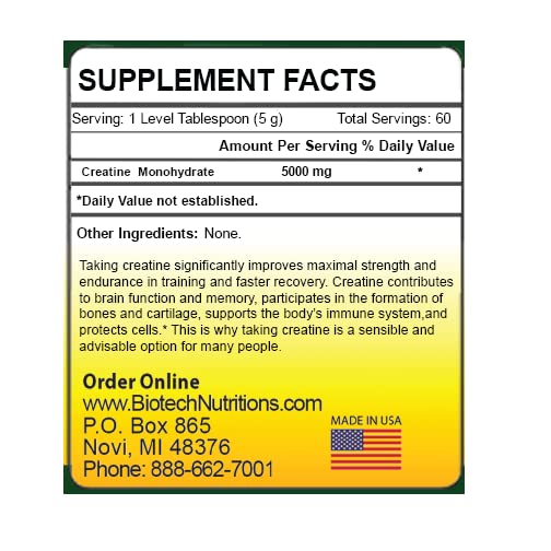 Biotech Nutritions Creatine 60 label close-up