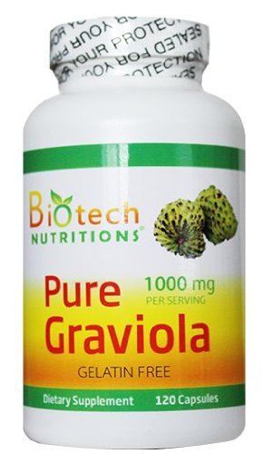 Biotech Nutritions Pure Graviola Annona Muricata 1000 mg in 120 Vegetable Capsules bottle