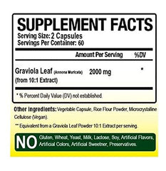Graviola extract capsules 2000 mg serving - 120 count bottle