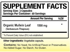 Gelatin-free mullein leaf capsules in a bottle