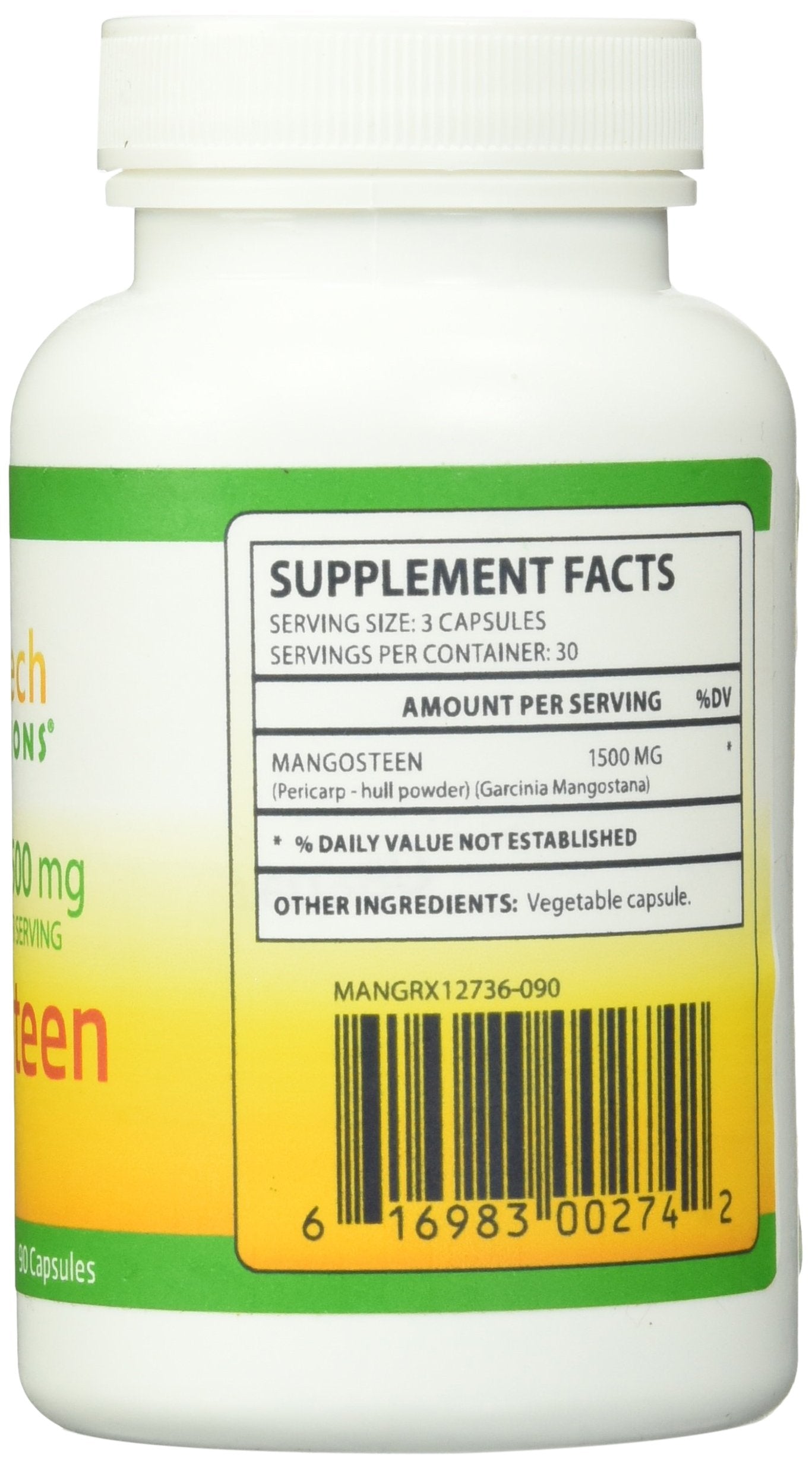 Close-up of Mangosteen capsules bottle