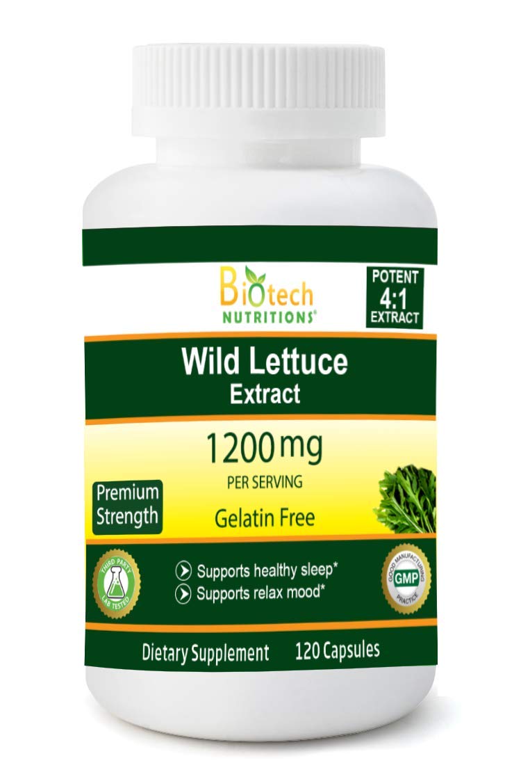 Bottle label of Biotech Nutritions Wild Lettuce Extract 1200 mg