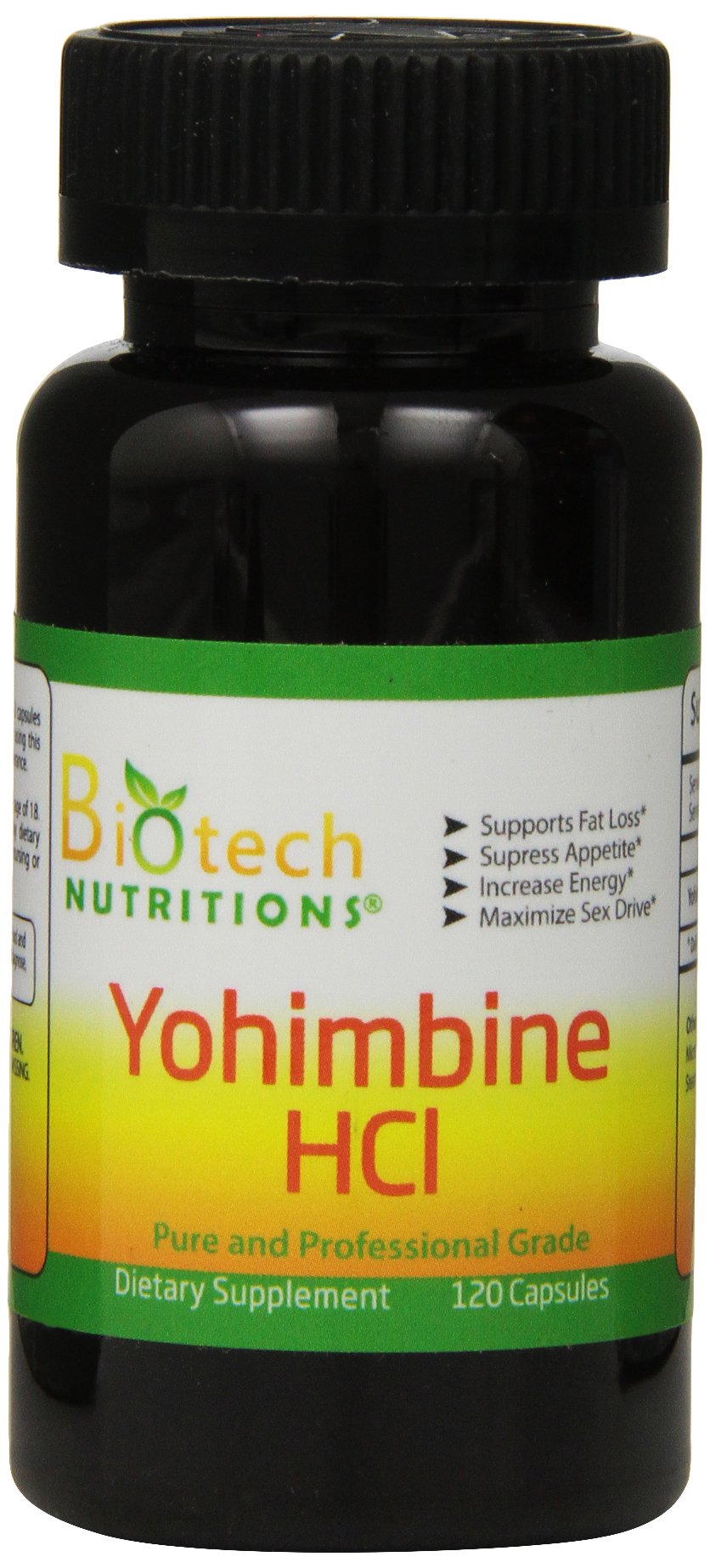 Biotech Nutritions Yohimbine HCl dietary supplement bottle front